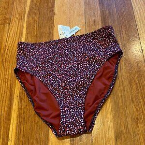 Amazon Essentials High Waist Red Leopard Bikini Bottom NWT Size M